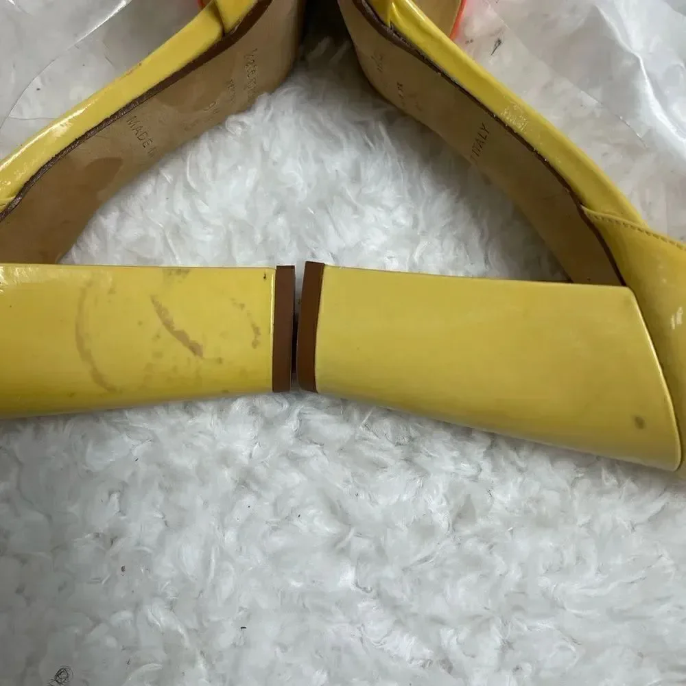Kate Spade patent leather mustard yellow and coral ankle strap sandals size 9.5
